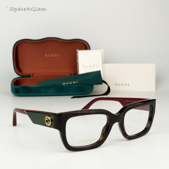 BRAND NEW Gucci GG1666O 006 Havana Red Demo Women Square Eyeglasses GG 1666O - Picture 4 of 8